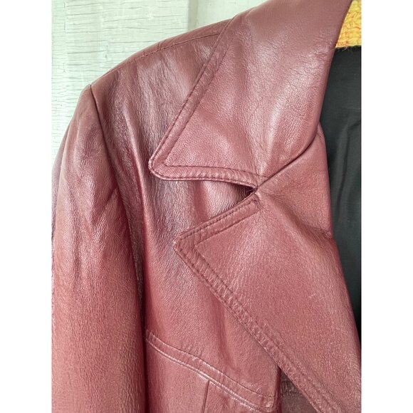 Vintage 1970s Great Things  Canada Burgundy Leather Jacket Mens 42 - Picture 3 of 16